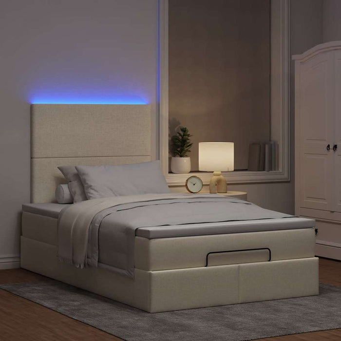 Cadru de pat otoman cu saltea crem 120x190cm stofa - WALTI WALTI