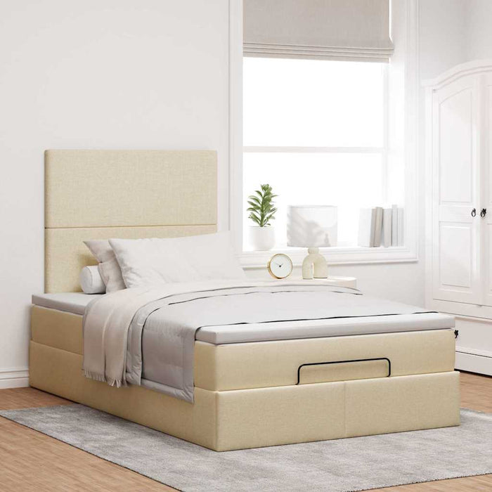 Cadru de pat otoman cu saltea crem 120x190cm stofa - WALTI WALTI