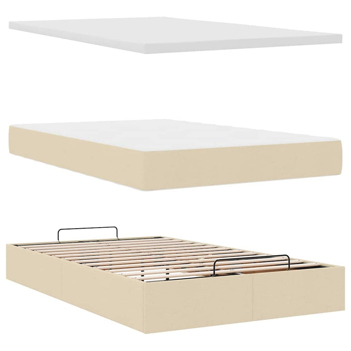 Cadru de pat otoman cu saltea crem 120x190cm stofa - WALTI WALTI
