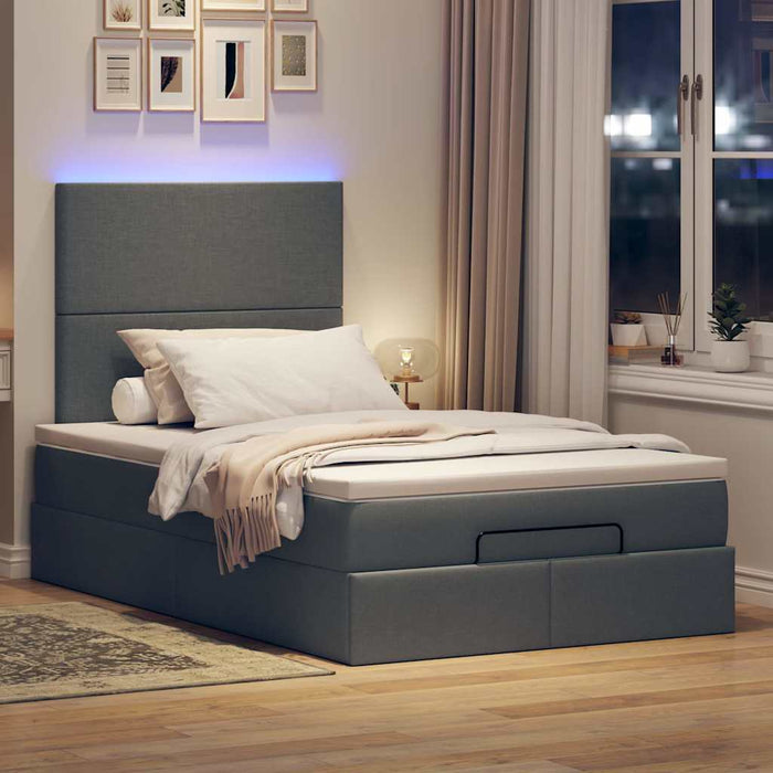 Cadru pat otoman cu saltea țesătură gri închis 120x200 cm - WALTI WALTI