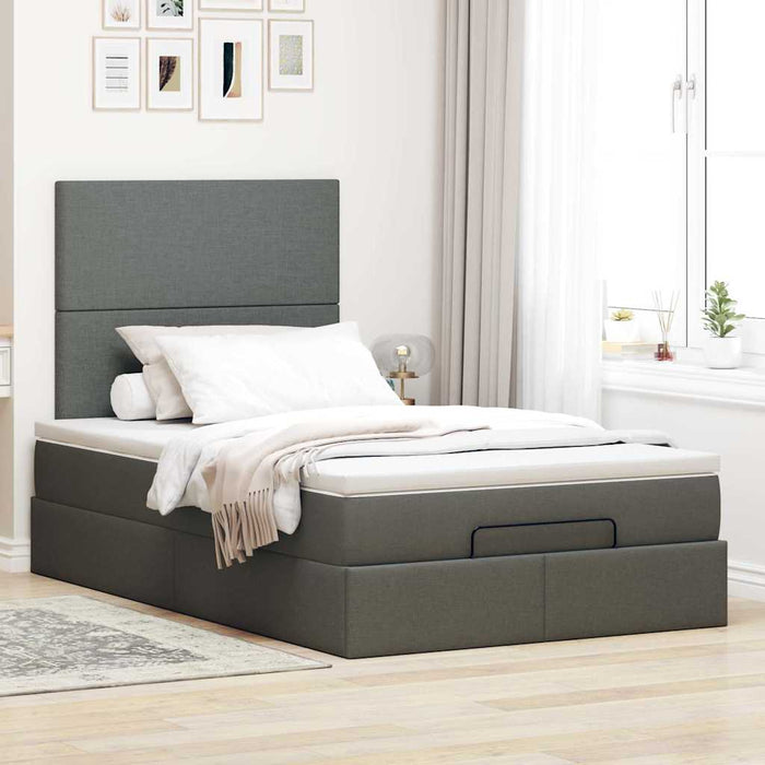 Cadru pat otoman cu saltea țesătură gri închis 120x200 cm - WALTI WALTI