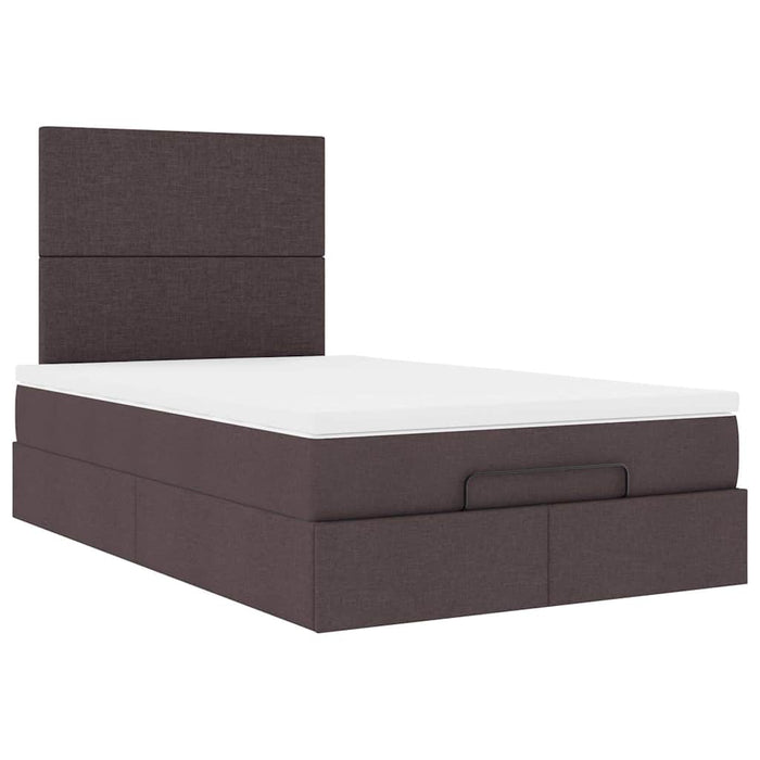 Cadru de pat otoman cu saltea țesătură maro închis 120x200 cm WALTI