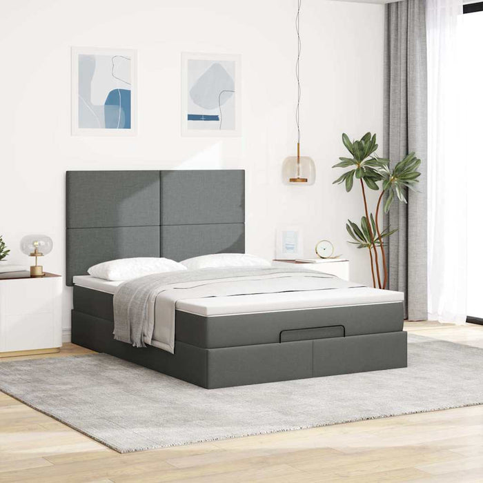 Cadru pat otoman cu saltea țesătură gri închis 140x190cm - WALTI WALTI