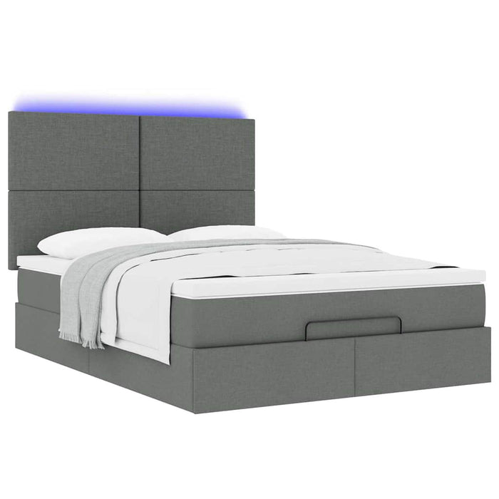 Cadru pat otoman cu saltea țesătură gri închis 140x190cm - WALTI WALTI