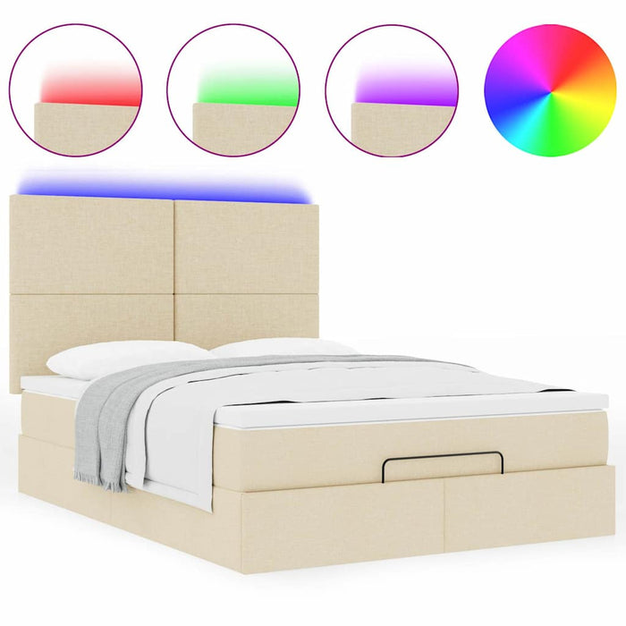 Cadru de pat otoman cu saltea crem 140x190cm stofa - WALTI WALTI