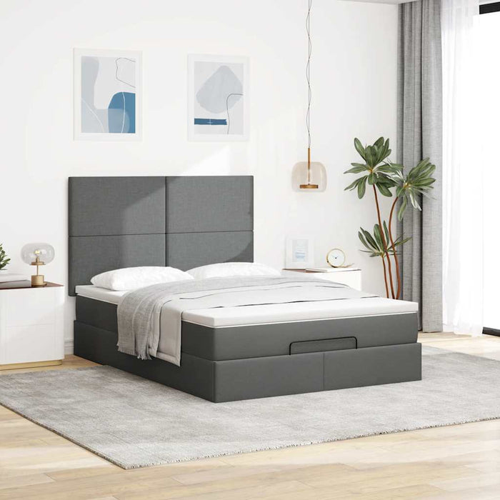 Cadru pat otoman cu saltea țesătură gri închis 140x200 cm - WALTI WALTI