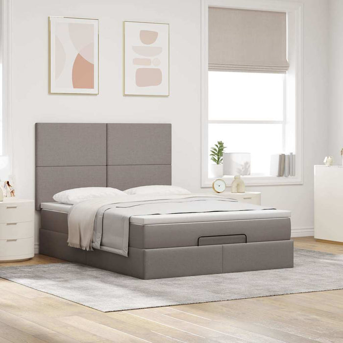 Cadru de pat otoman cu saltea Taupe 140x200cm Material WALTI