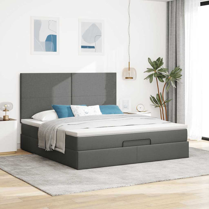 Cadru pat otoman cu saltea țesătură gri închis 160x200 cm - WALTI WALTI