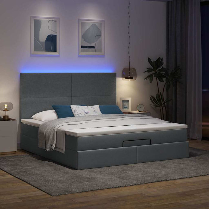 Cadru pat otoman cu saltea țesătură gri închis 180x200 cm - WALTI WALTI