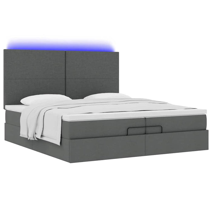 Cadru de pat otoman cu saltele țesătură gri închis 200x200cm - WALTI WALTI