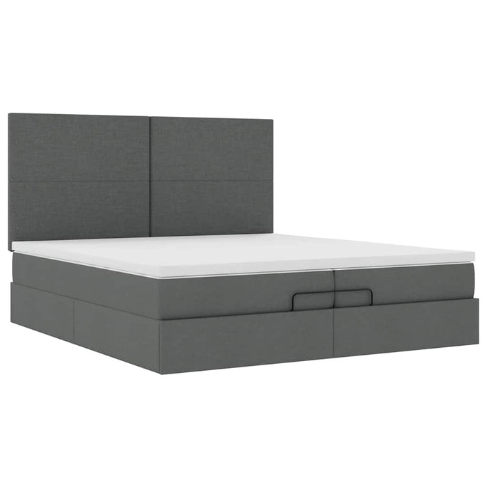 Cadru de pat otoman cu saltele țesătură gri închis 200x200cm - WALTI WALTI