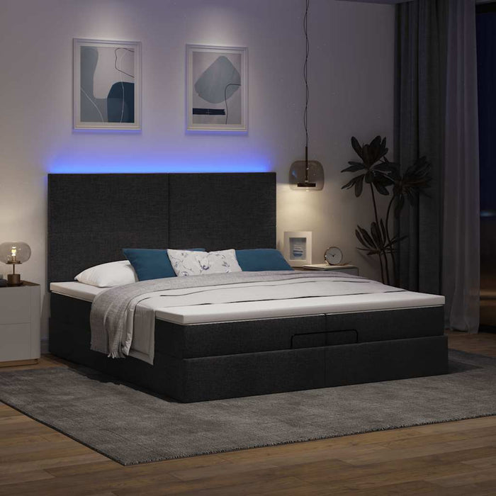 Cadru de pat otoman cu saltele, țesătură neagră 200x200cm - WALTI WALTI