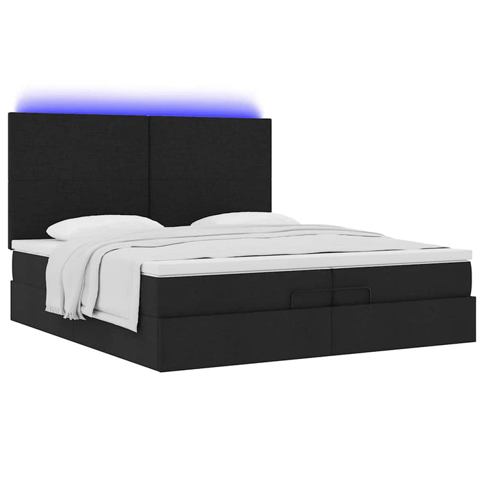 Cadru de pat otoman cu saltele, țesătură neagră 200x200cm - WALTI WALTI