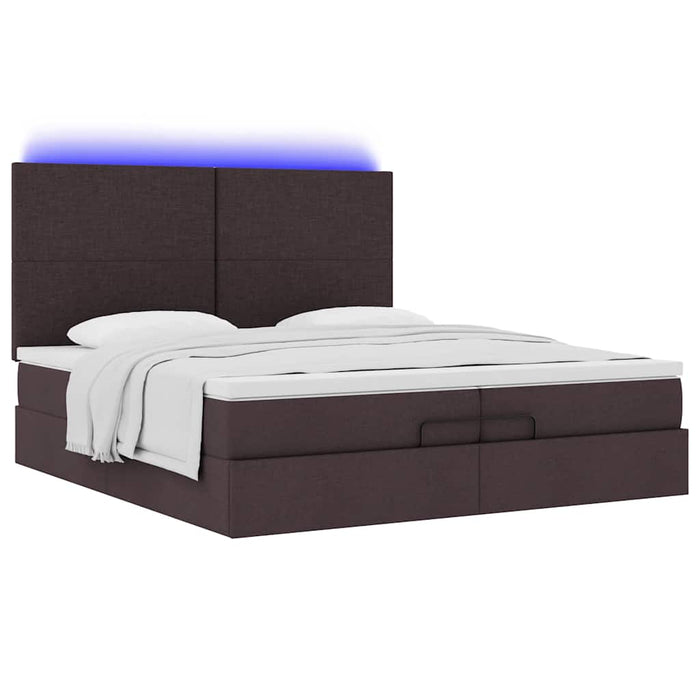 Cadru de pat otoman cu saltele țesătură maro închis 200x200cm WALTI