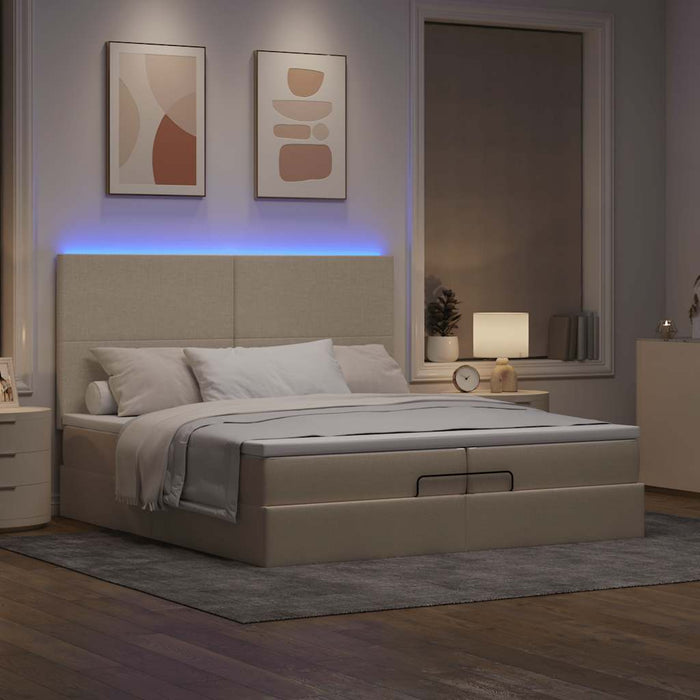 Cadru de pat otoman cu saltele crem 200x200cm stofa - WALTI WALTI