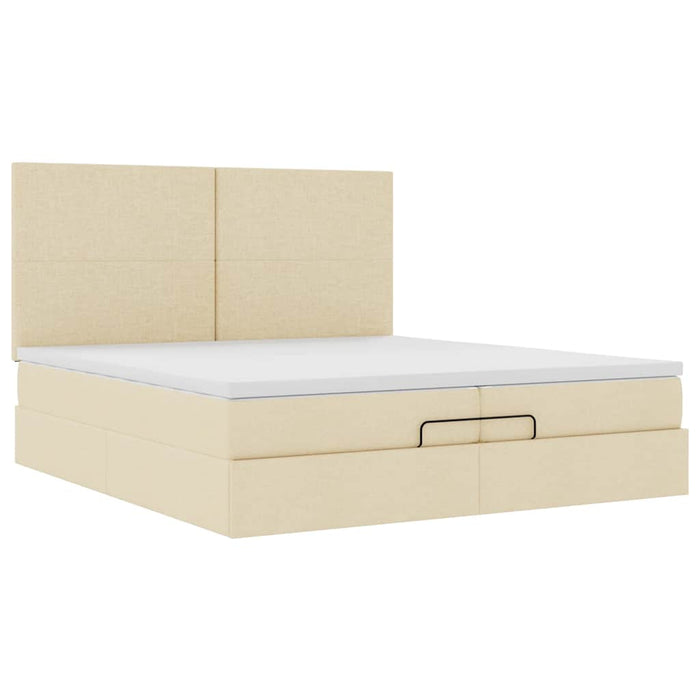 Cadru de pat otoman cu saltele crem 200x200cm stofa - WALTI WALTI