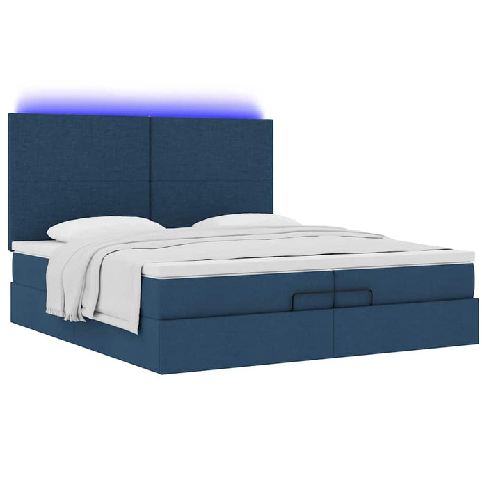 Cadru de pat otoman cu saltele, țesătură albastră 200x200cm - WALTI WALTI