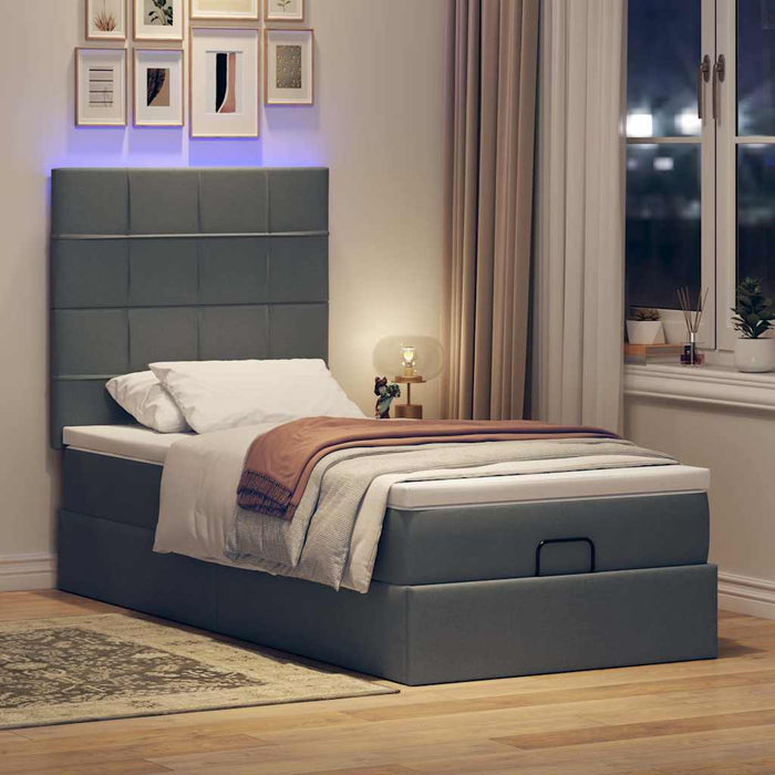 Pat otoman cu saltea și LED-uri, gri închis, 80x200cm, textil - WALTI WALTI