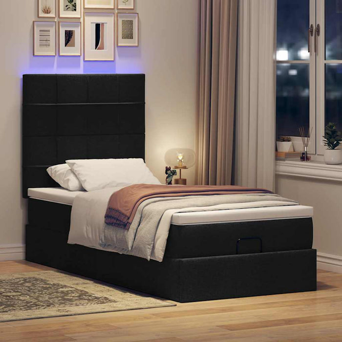 Pat otoman cu saltea și LED-uri, negru, 80x200cm, textil - WALTI WALTI
