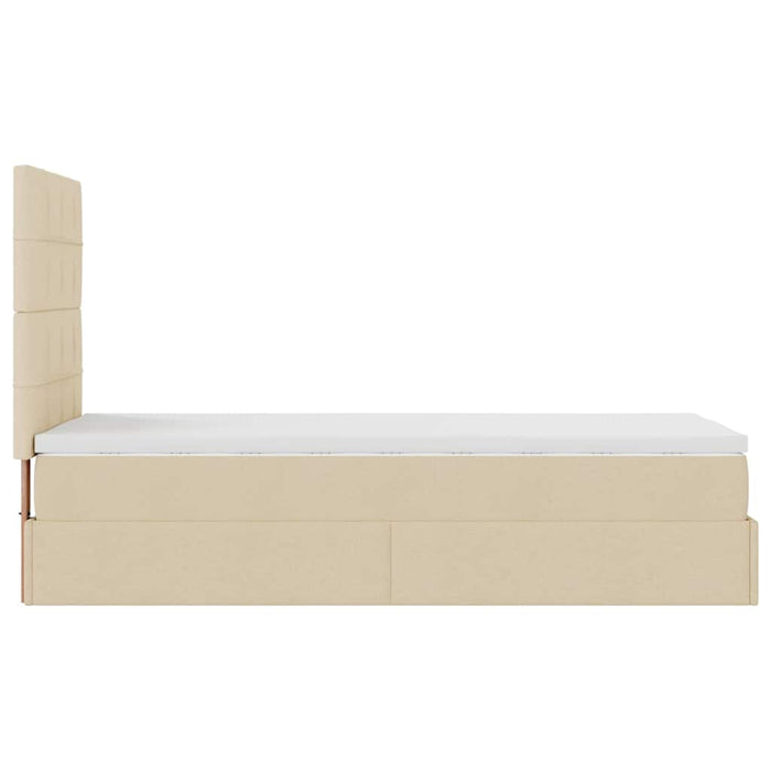 Cadru de pat otoman cu saltea crem 80x200cm stofa - WALTI WALTI