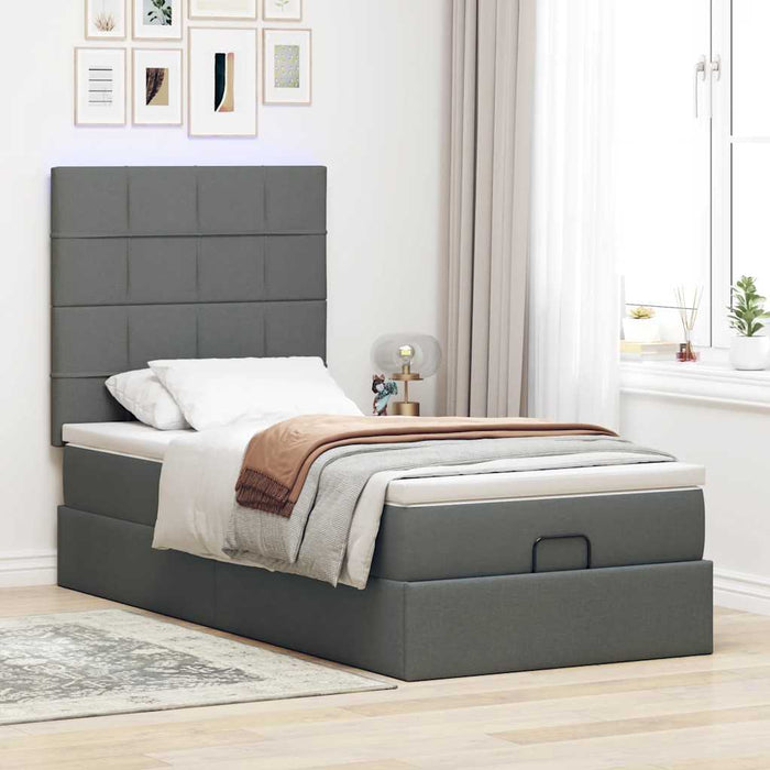 Pat otoman cu saltea și LED-uri, gri închis, 90x200 cm, textil - WALTI WALTI