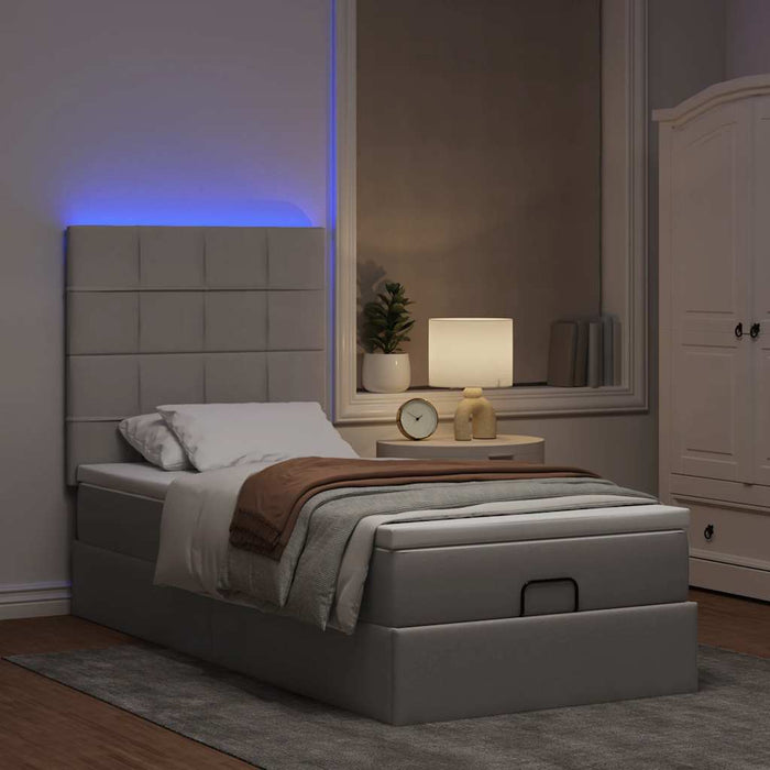Pat otoman cu saltea și LED-uri, gri taupe, 90x200 cm, textil - WALTI WALTI