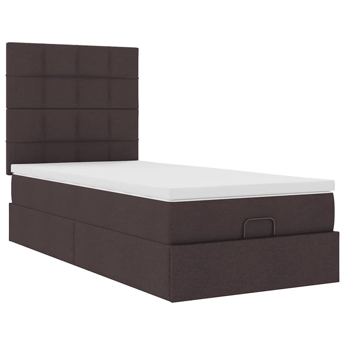 Cadru de pat otoman cu saltea țesătură maro închis 100x200 cm - WALTI WALTI