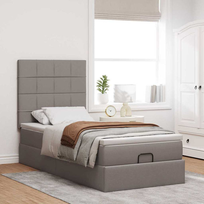 Cadru de pat otoman cu saltea Taupe 100x200cm Material WALTI