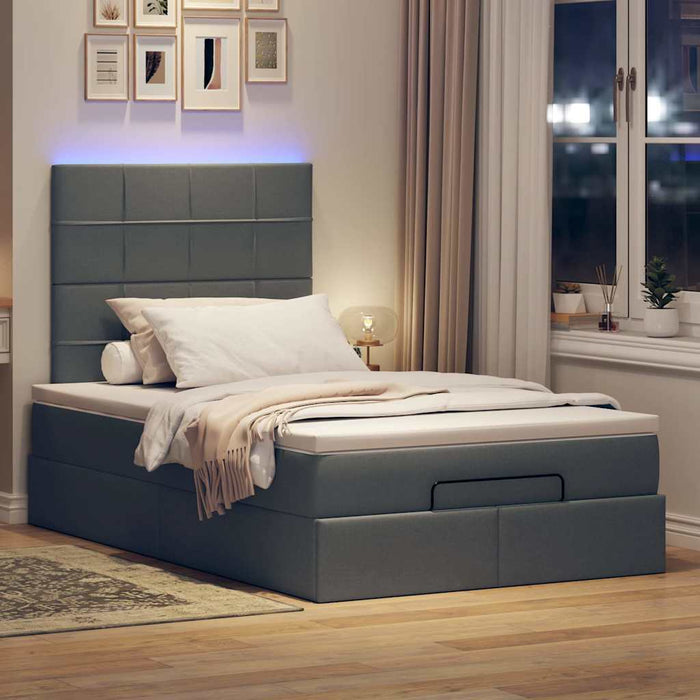 Cadru pat otoman cu saltea țesătură gri închis 120x190 cm - WALTI WALTI