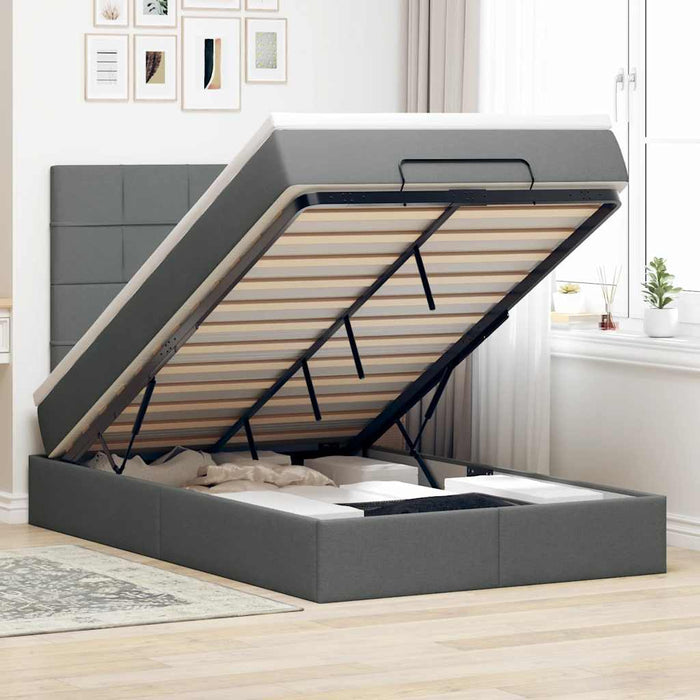 Cadru pat otoman cu saltea țesătură gri închis 120x190 cm - WALTI WALTI
