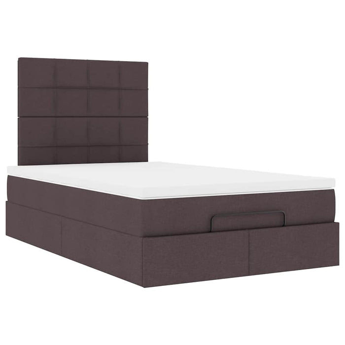 Cadru de pat otoman cu saltea țesătură maro închis 120x200 cm WALTI