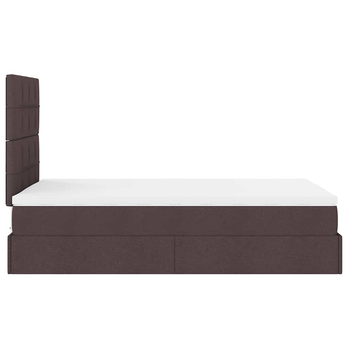 Cadru de pat otoman cu saltea țesătură maro închis 120x200 cm WALTI