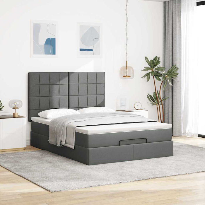 Cadru pat otoman cu saltea țesătură gri închis 140x190cm - WALTI WALTI