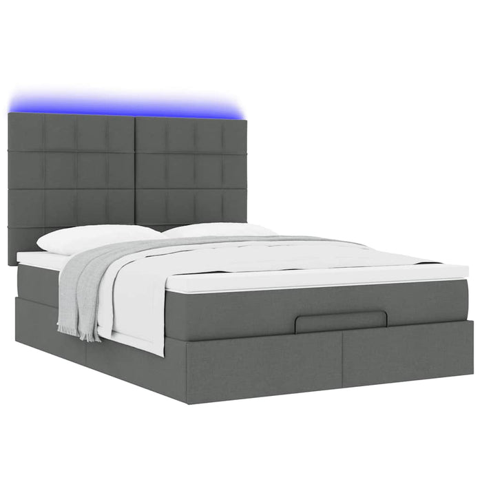 Cadru pat otoman cu saltea țesătură gri închis 140x190cm - WALTI WALTI