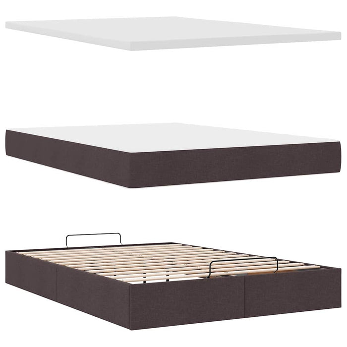 Cadru de pat otoman cu saltea țesătură maro închis 140x190cm - WALTI WALTI