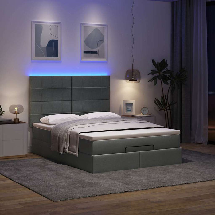 Cadru pat otoman cu saltea țesătură gri închis 140x200 cm - WALTI WALTI