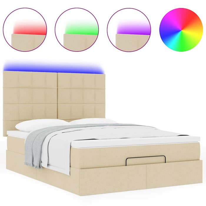 Cadru de pat otoman cu saltea crem 140x200cm stofa - WALTI WALTI