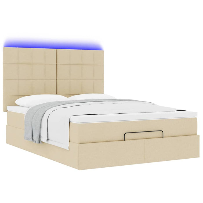 Cadru de pat otoman cu saltea crem 140x200cm stofa - WALTI WALTI