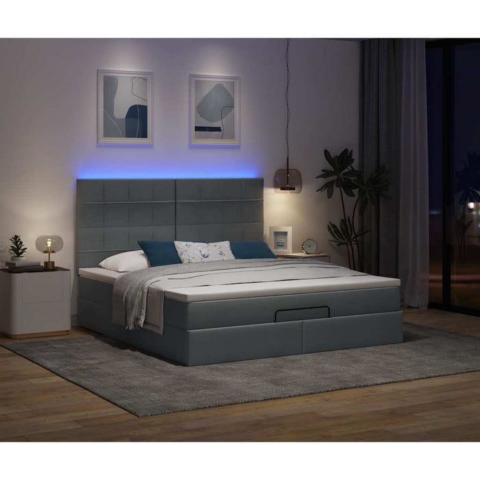 Cadru pat otoman cu saltea țesătură gri închis 160x200 cm - WALTI WALTI