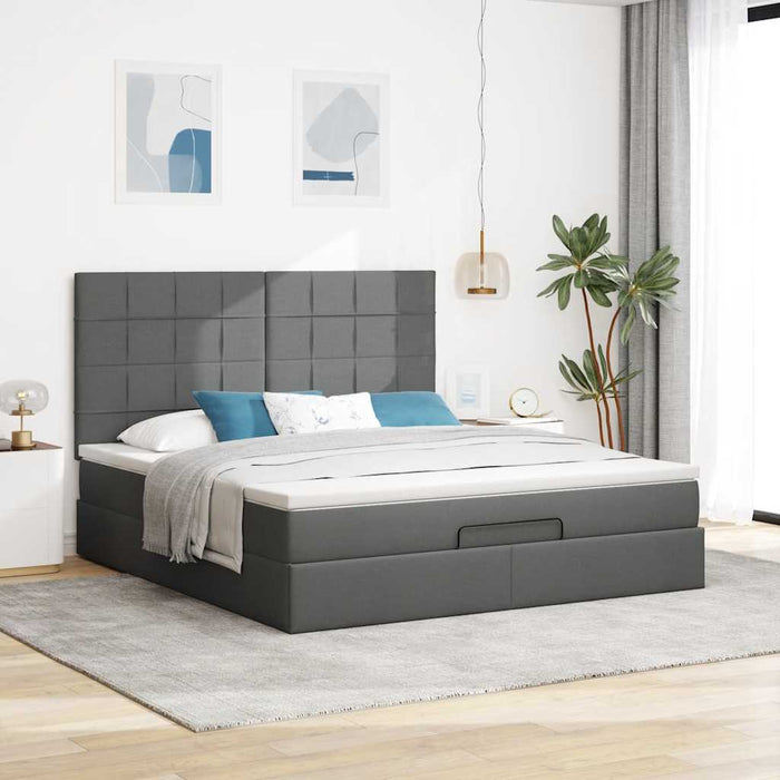 Cadru pat otoman cu saltea țesătură gri închis 160x200 cm - WALTI WALTI