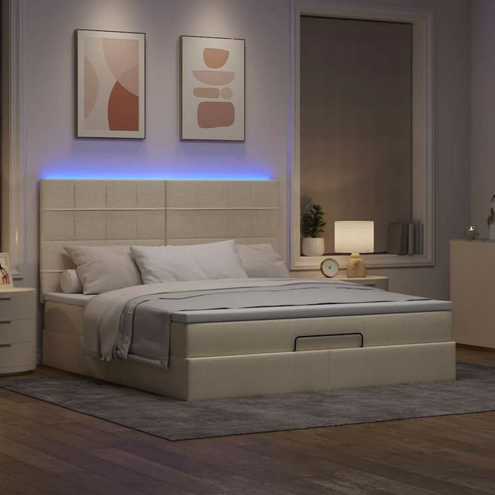 Cadru de pat otoman cu saltea crem 160x200cm stofa - WALTI WALTI