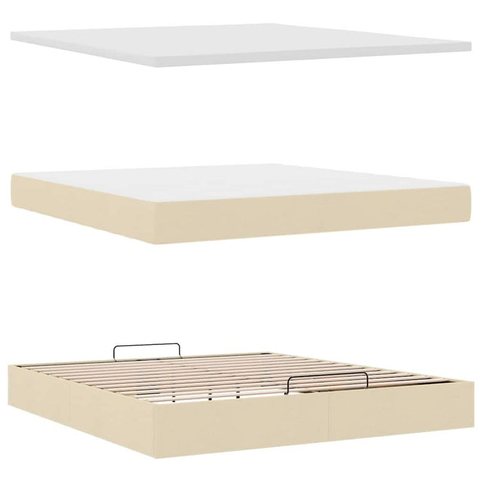 Cadru de pat otoman cu saltea crem 160x200cm stofa - WALTI WALTI