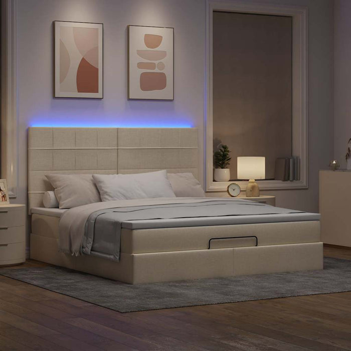 Cadru de pat otoman cu saltea crem 180x200cm stofa - WALTI WALTI