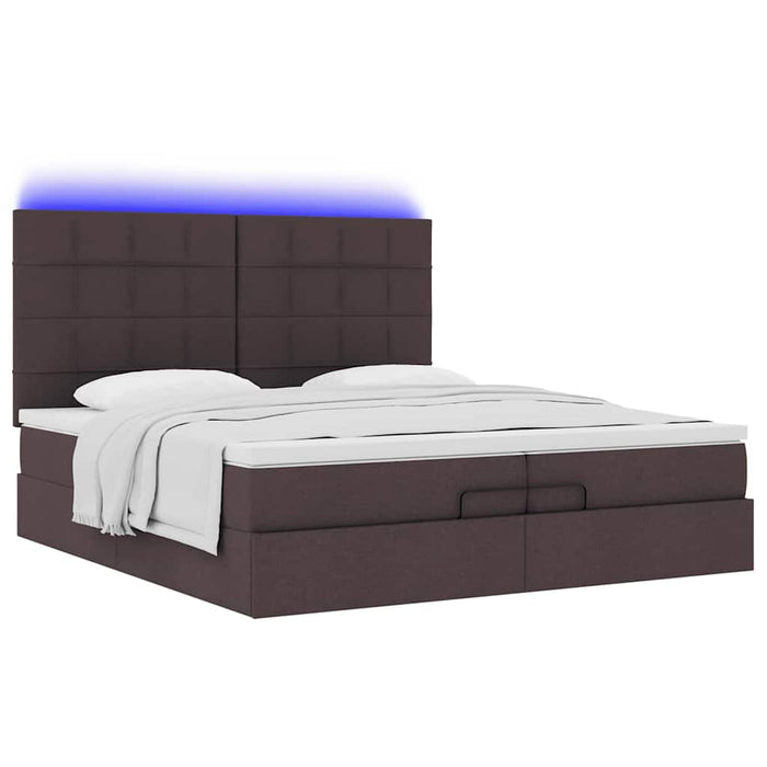 Cadru de pat otoman cu saltele țesătură maro închis 200x200cm WALTI