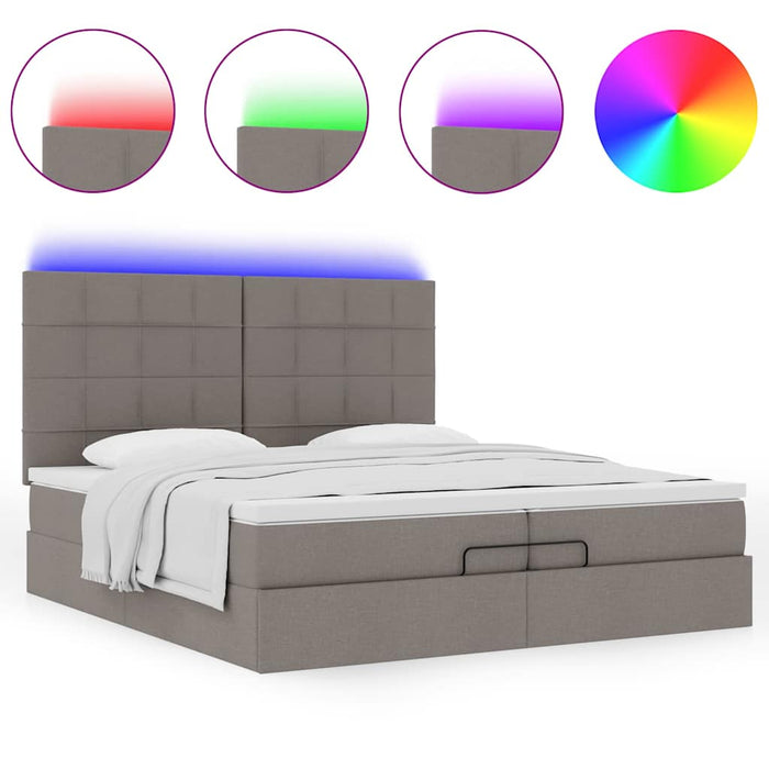 Cadru de pat otoman cu saltele Taupe 200x200cm țesătură WALTI