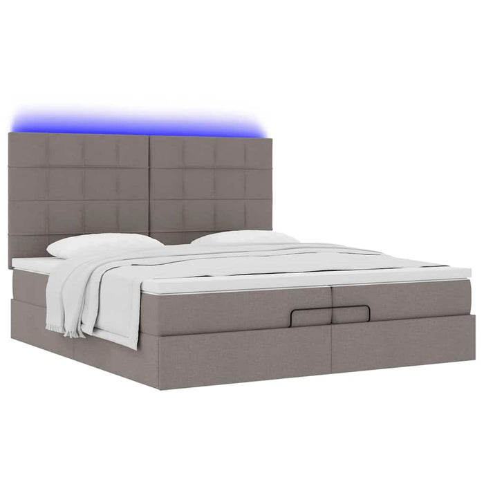 Cadru de pat otoman cu saltele Taupe 200x200cm țesătură WALTI