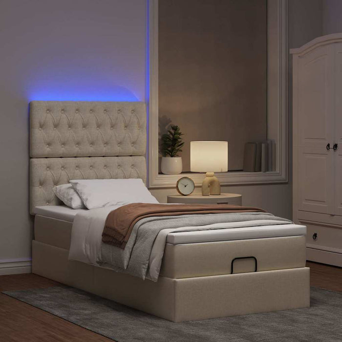Cadru de pat otoman cu saltea crem 80x200cm stofa - WALTI WALTI