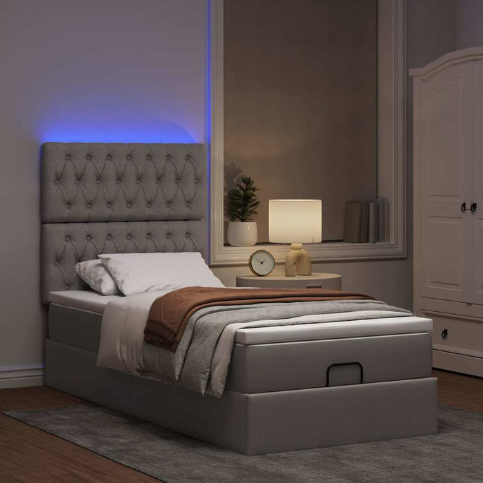 Cadru de pat otoman cu saltea Taupe 100x200cm Material WALTI