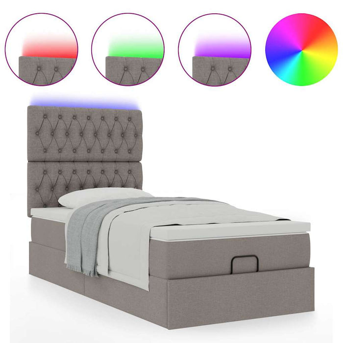 Cadru de pat otoman cu saltea Taupe 100x200cm Material WALTI