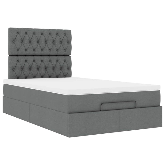 Cadru pat otoman cu saltea țesătură gri închis 120x190 cm - WALTI WALTI